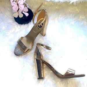 G BY GUESS Gold Metallic Ankle Strap Pumps Heels Clubwear Going Out Cocktail 9